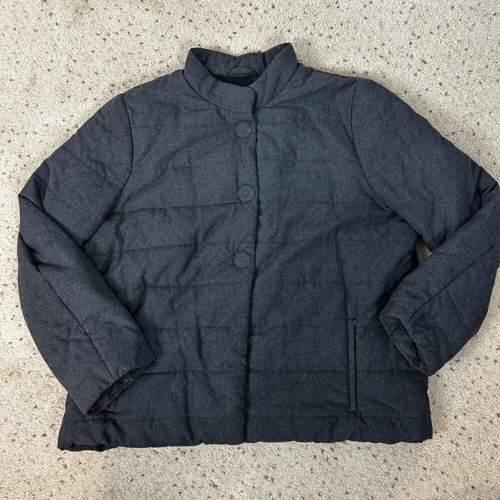 J.Jill Gray Quilted Snap Front Jacket Coat Versatile Size XL Women's